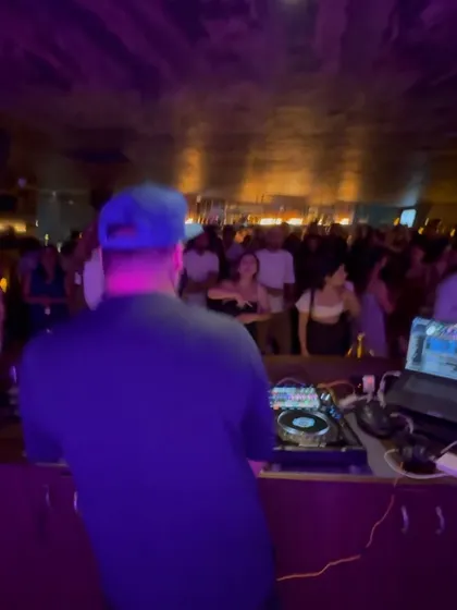 A view from behind the decks of a packed dance floor at Kaze.