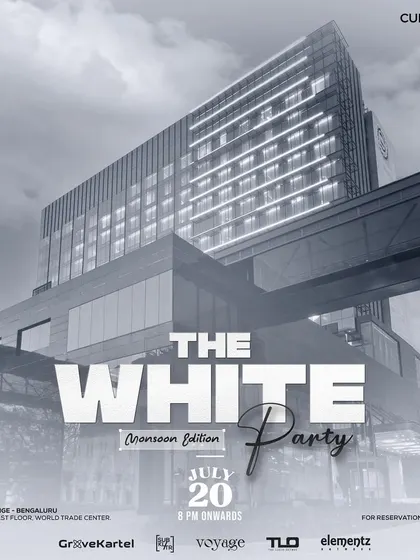 A poster for "The White Party" that emphasizes the stunning venue, High Ultra Lounge. This approach sells the location as much as the event itself, appealing to those seeking a premium experience.