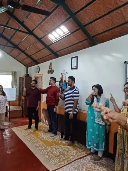 Participants from my 175th batch engaged in a voice and movement exercise. These activities help free the body and the voice.