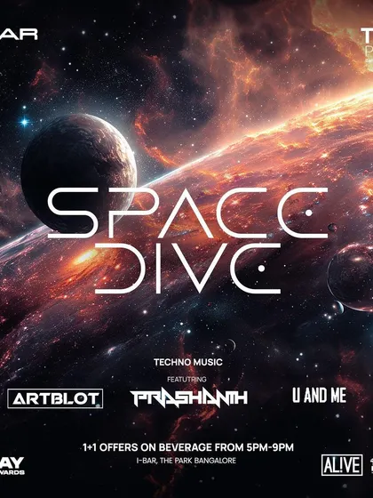 The flyer for "Space Dive" at I-Bar, The Park. This was a journey into deep and cosmic techno sounds, perfect for the venue's vibe.