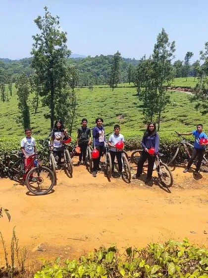 Another group of mountain bikers ready to take on the trails at our Barapole adventure camp.