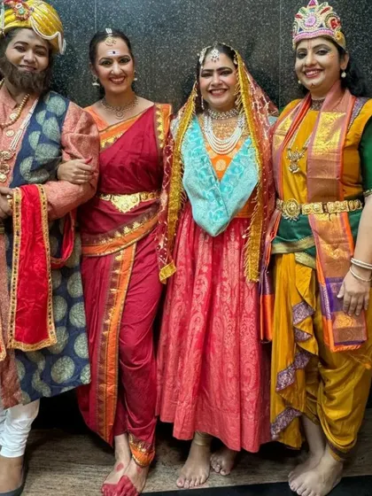 A group of us in our vibrant costumes. The visual spectacle of a dance drama is a key part of its appeal.