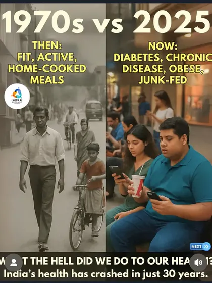 This image starkly contrasts the active, home-cooked lifestyle of the past with today's sedentary, junk-fed reality. My coaching is the antidote, designed to reverse the trend of chronic disease by reintroducing functional movement and mindful nutrition.