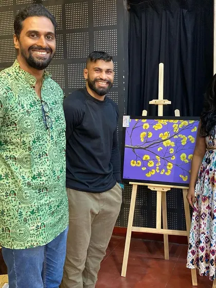 With friends at the Vasanthotsava exhibition.