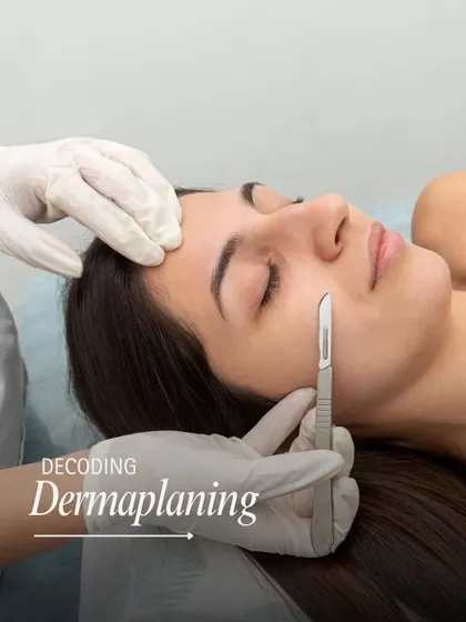 Dermaplaning is a precise exfoliation technique where I use a surgical scalpel to gently remove dead skin cells and vellus hair (peach fuzz). This painless procedure leaves the skin incredibly smooth.