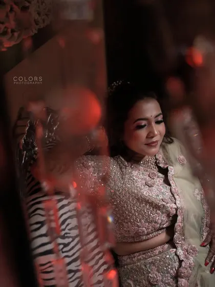 An artistic portrait of the bride, shot through a crystal for a beautiful, dreamy bokeh effect.
