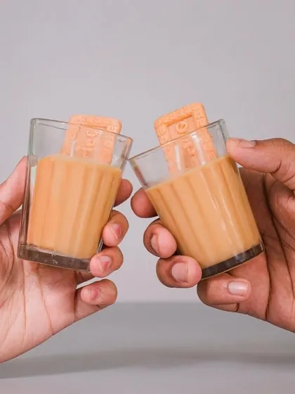 For the chai lovers, I created this Chai-Biscuit candle. It looks just like a cutting chai with a Parle-G biscuit, and it's the perfect cozy companion.