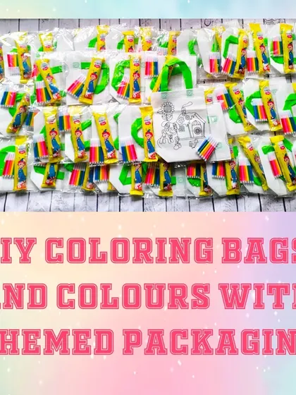 These DIY coloring bags are a fantastic party activity and favor in one. This order was for a princess-themed party, so they were wrapped in princess gift paper.