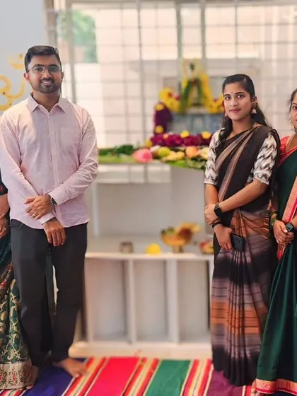 Our amazing team at the pooja for the new JP Nagar library. We couldn't do any of this without their hard work and passion.