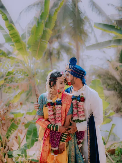 A sweet embrace between the newly married couple.