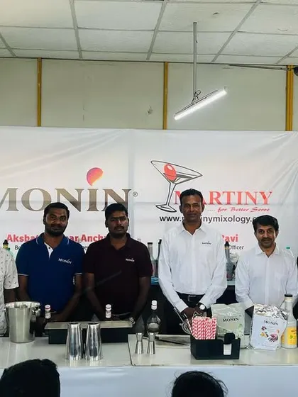 The full instruction team for our Monin masterclass, showcasing the professional expertise we bring to our collaborations.