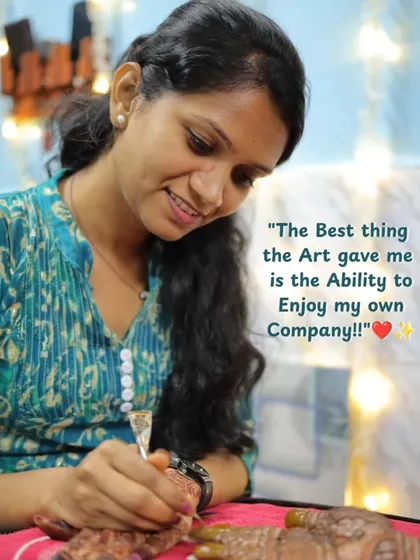 A candid shot of me working. The quote says it all: "The best thing the art gave me is the ability to enjoy my own company." This art is my meditation.