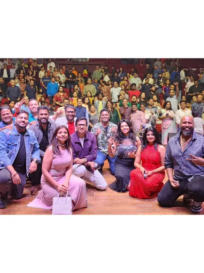 A group photo with the audience in Jakarta. Connecting with fans after the show is one of my favorite parts.