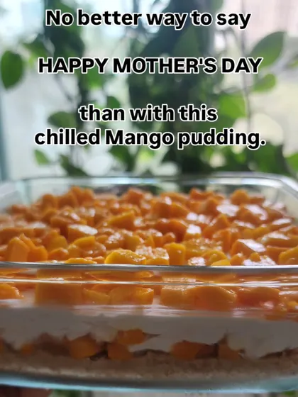 Nothing says summer like my chilled mango pudding. I make it with a creamy base, a biscuit crumble, and lots of fresh, sweet mango chunks. It's a refreshing single-serving dessert perfect for beating the heat or celebrating Mother's Day.