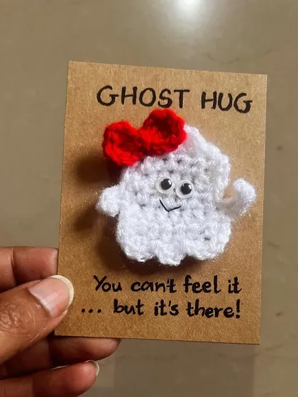 How adorable is this "Ghost Hug" card? It says, "You can't feel it... but it's there!" It's a sweet and funny card to send to a friend.
