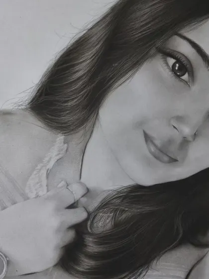 A close-up of the finished hair detail portrait.
