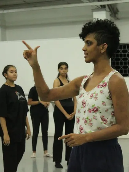 Instruction is personal and hands-on. Our instructor, Dayita, guides students through the nuances of Cunningham Technique®, ensuring each dancer understands the principles of the movement.