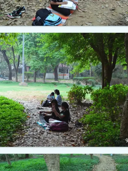 Students find quiet spots in the park to sit and sketch during our outdoor workshop. This activity teaches them to observe details in nature and translate them onto paper.
