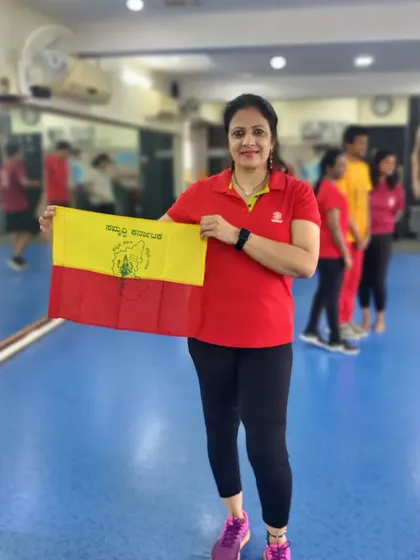 Another member showing her pride during our Kannada Rajyotsava celebration. We encourage our members to celebrate their identity.