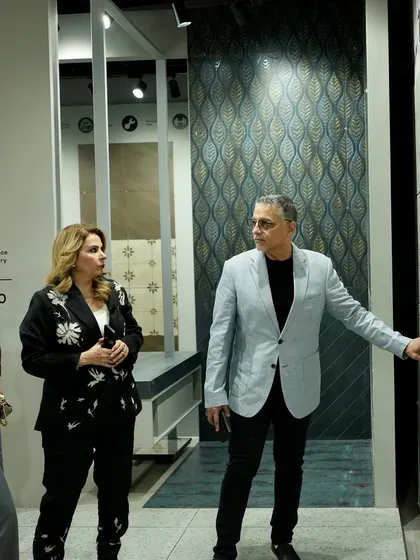 Here I am with our Director of Interior Design, Mahnaz Tafti, and our team, reviewing the tile selections at the Creanza showroom. This collaborative process is crucial to ensuring every detail of a project is perfect.