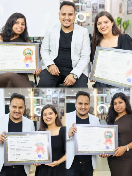 Two more proud graduates holding their certificates. My professional hairstyling course is designed to take you from zero to hero, no matter your previous experience.