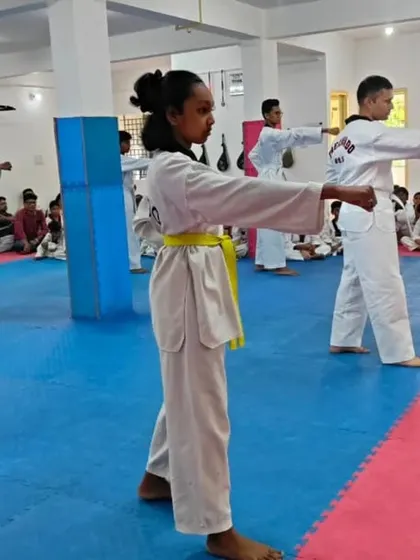 Students practicing their punches.