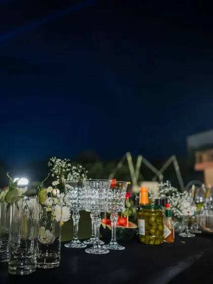 Another shot of the bar's glassware and ingredients, highlighting the preparation and thought that goes into the beverage service.