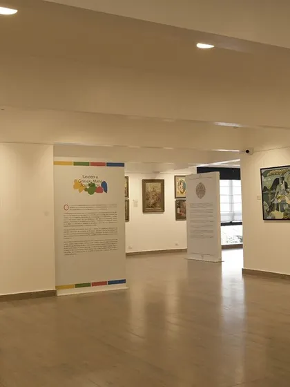 A view of our gallery space during 'The Masters & The Modern' exhibition, showcasing the thoughtful curation and arrangement of artworks across two floors.