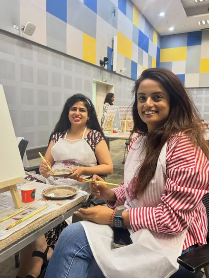 Happy faces at the Adobe Delhi workshop. The pride in their finished work is evident.