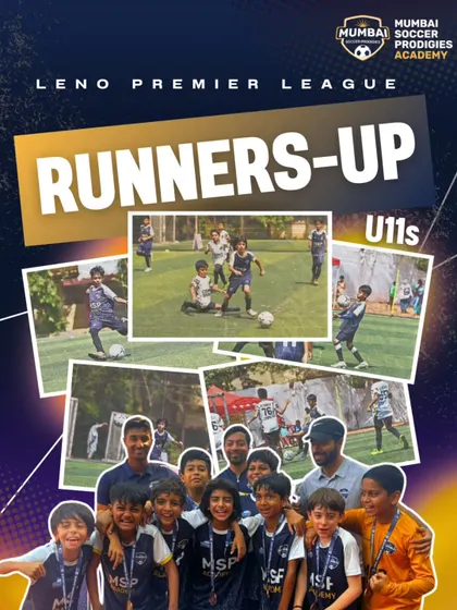 Our U11s celebrate their runners-up finish in the Leno Premier League.