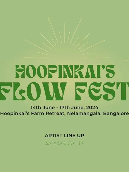 The main announcement graphic for Hoopinkai's Flow Fest, listing the dates and location for the event.