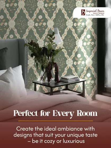 I believe wallpaper should be perfect for every room. This elegant damask pattern creates a luxurious ambiance in a bedroom, but my collection includes designs suitable for any space you wish to transform.