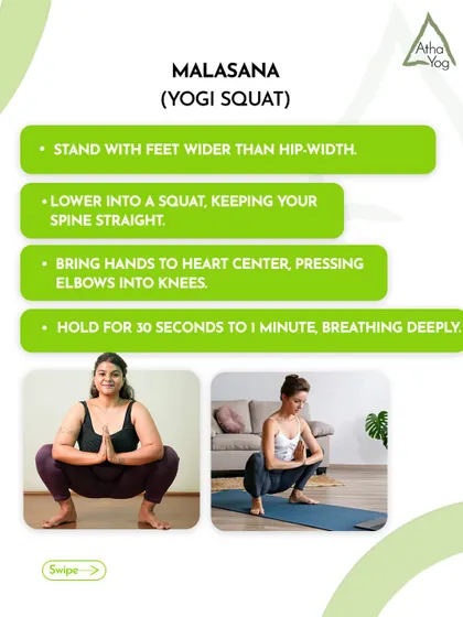 Malasana (Yogi Squat) is a powerful pose for prenatal care, helping to open the hips and prepare the body for labor.