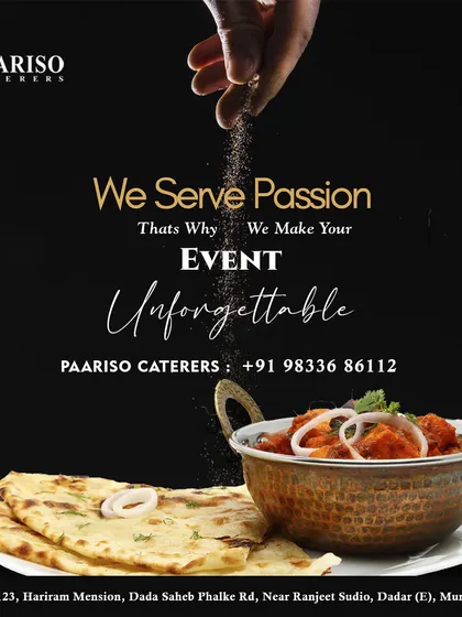 We serve passion on a plate. This image shows a classic North Indian curry served with naan, a combination that makes any event unforgettable.