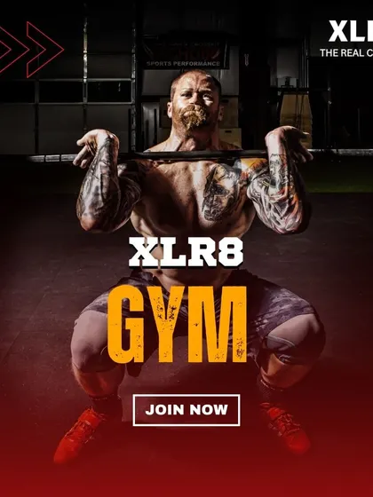 A powerful image of a man lifting, encouraging you to join now and start your journey.