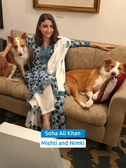 Soha Ali Khan with her two adopted dogs, Mishti and Nimki. Choosing to adopt saves a life and enriches yours.