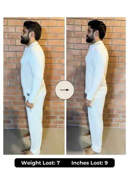 Gaurav shed an impressive 7 kgs and 9 inches. He embraced a disciplined, well-balanced diet, gained strength and energy, and found a positive mindset through our program.