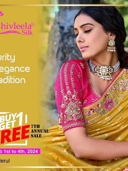 This yellow designer saree with a contrasting pink embroidered blouse embodies purity, elegance, and tradition. It's a perfect outfit for festive occasions where you want to shine.