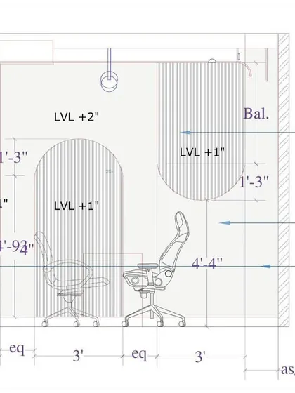 The technical elevation drawing for the office cabin, showing the level of detail and planning that goes into every project.