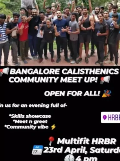 We are a hub for the Bangalore calisthenics community. This poster is from one of our open meetups, where we invite everyone to share skills, connect, and celebrate the art of bodyweight strength.