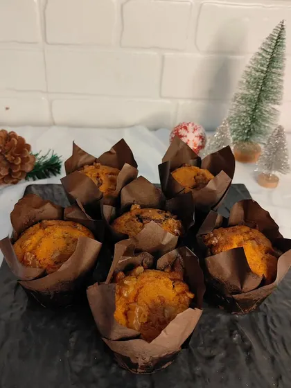 Another look at my Chocolate Carrot Muffins, baked in tulip-style liners. They are full of flavor and perfect for the holiday season.
