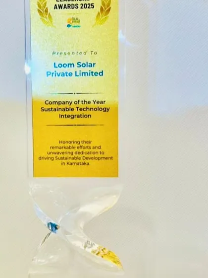 A close-up of the "Company of the Year" award, a testament to my team's dedication to driving sustainable development in Karnataka.