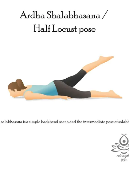 Ardha Shalabhasana (Half Locust Pose) is a simple backbend that strengthens the core and lower back muscles while stimulating the endocrine and nervous systems.