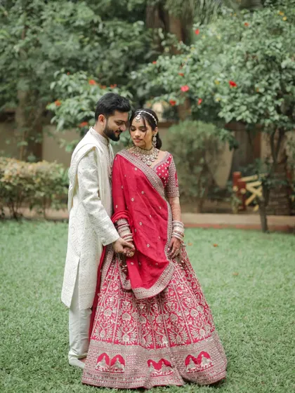 A stunning portrait of the happy couple. Her makeup was designed to be picture-perfect from the first look to the final farewell.