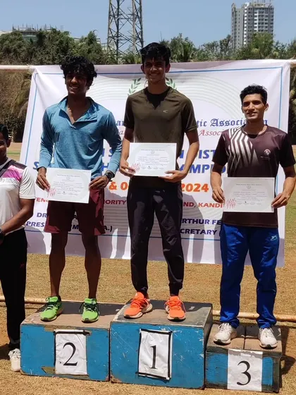 The 400m podium at the district meet, with Yash Joshi and Avinash Kushwaha securing gold and bronze. It's rewarding to see our training translate into results.
