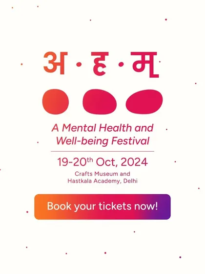 These are the promotional posters for my 'Aabhar Kona' stall at the Aham Mental Health and Well-being Festival. They explain the concept of the gratitude and art stall, inviting people to join in the creative activities.