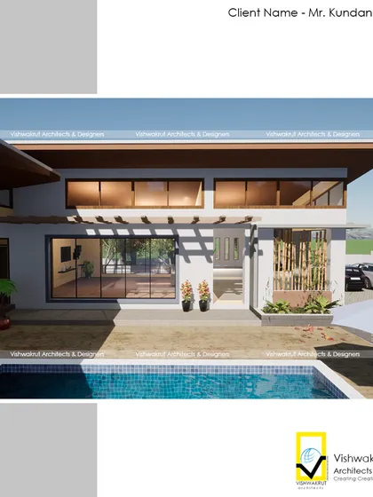 A render of the building's exterior, showing how the rooms open up to the pool area. The large glass doors create a seamless indoor-outdoor living experience for guests.