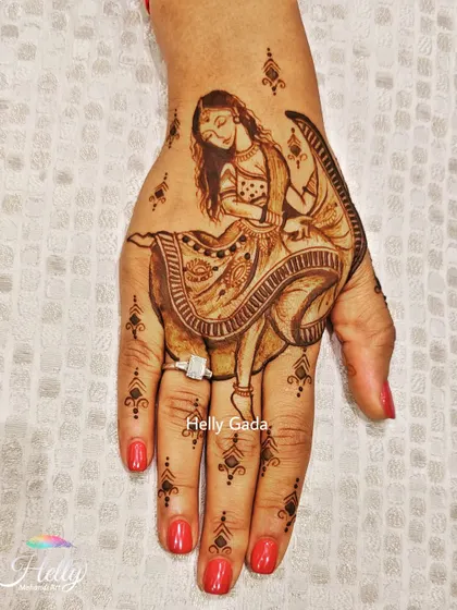 A graceful dancing girl figure, perfect for someone who loves Garba or dance. The flowing skirt and elegant posture are captured with fine lines, surrounded by minimalist details to make the figure the star of the design.