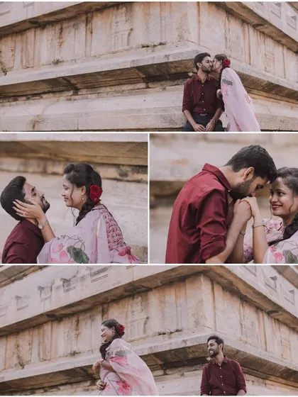 A duplicate of ID 476, this collage shows a couple's vintage-themed pre-wedding shoot.