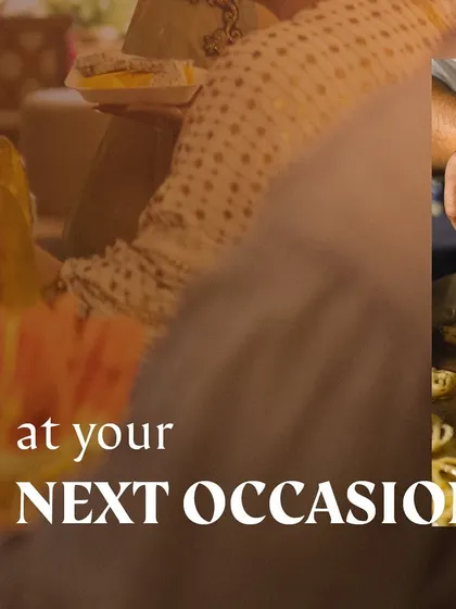 A collage graphic inviting guests to experience an exquisite array of global cuisines.